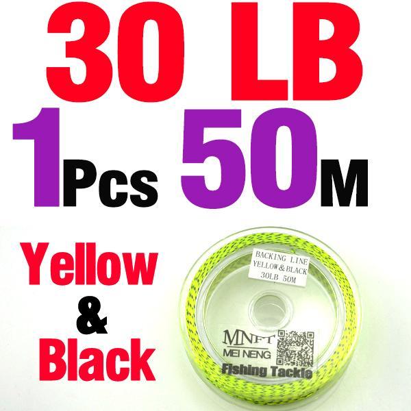 Mnft 1Spools 50 Meters 20Lb&30Lb Braided Dacron Fly Fishing Backing Line With-MNFT Official Store-30LB Yellow Black50M-Bargain Bait Box