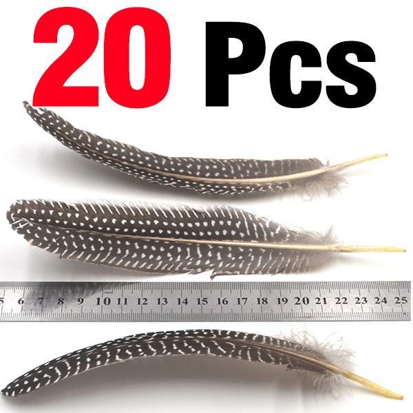 Mnft 20Pcs 6-8" 15-22Cm Natural White Dots Gray Black Pheasant Feathers Fly-Fly Tying Materials-Bargain Bait Box-Bargain Bait Box