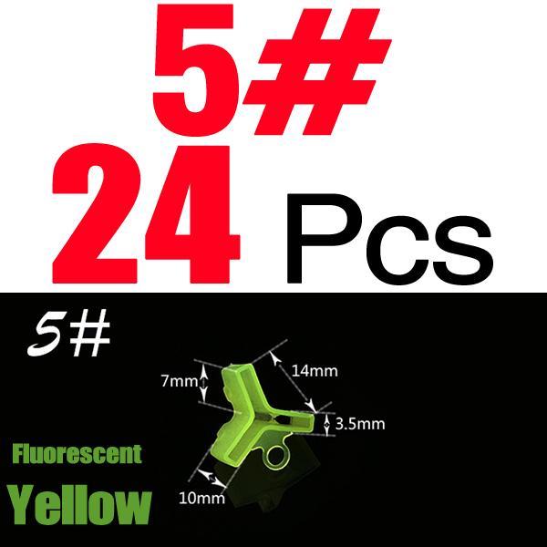Mnft 24Pcs/Lot Treble Hooks Cover Jig Tackle Size 1# 2# 3# 4# 5# Fishing-MNFT Fishing Tackle 12 Store-Fluorescent Yellow 5-Bargain Bait Box
