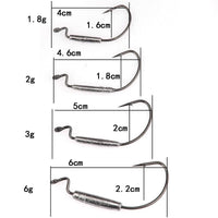 Mnft 30Pcs Sharp Soft Worms Hooks Hammer Crank Hook Weight 1.8G / 2G / 3G / 6G-Weighted Hooks-Bargain Bait Box-30PCS 1 dot 8g-Bargain Bait Box