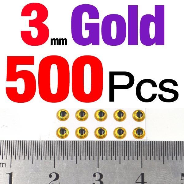 Mnft 500Pcs 3-9Mm Multiple Colour 3D Diy Fishing Eyes Fly Tying Jigs Holographic-Fish Eyes-Bargain Bait Box-3mm Gold 500pcs-Bargain Bait Box