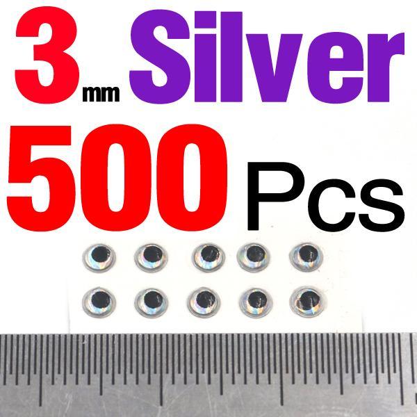 Mnft 500Pcs 3-9Mm Multiple Colour 3D Diy Fishing Eyes Fly Tying Jigs Holographic-Fish Eyes-Bargain Bait Box-3mm Silver 500pcs-Bargain Bait Box