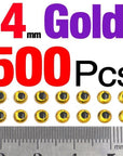 Mnft 500Pcs 3-9Mm Multiple Colour 3D Diy Fishing Eyes Fly Tying Jigs Holographic-Fish Eyes-Bargain Bait Box-4mm Gold 500pcs-Bargain Bait Box