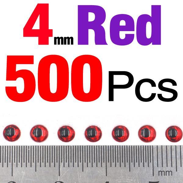 Mnft 500Pcs 3-9Mm Multiple Colour 3D Diy Fishing Eyes Fly Tying Jigs Holographic-Fish Eyes-Bargain Bait Box-4mm Red 500pcs-Bargain Bait Box