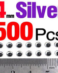 Mnft 500Pcs 3-9Mm Multiple Colour 3D Diy Fishing Eyes Fly Tying Jigs Holographic-Fish Eyes-Bargain Bait Box-4mm Silver 500pcs-Bargain Bait Box