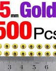 Mnft 500Pcs 3-9Mm Multiple Colour 3D Diy Fishing Eyes Fly Tying Jigs Holographic-Fish Eyes-Bargain Bait Box-5mm Gold 500pcs-Bargain Bait Box