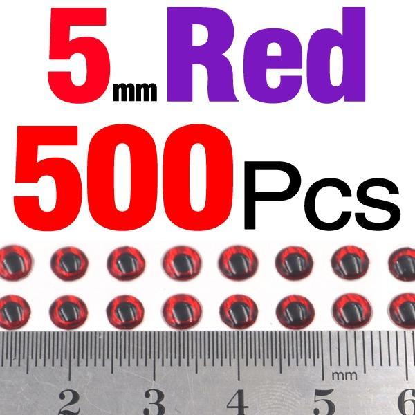 Mnft 500Pcs 3-9Mm Multiple Colour 3D Diy Fishing Eyes Fly Tying Jigs Holographic-Fish Eyes-Bargain Bait Box-5mm Red 500pcs-Bargain Bait Box
