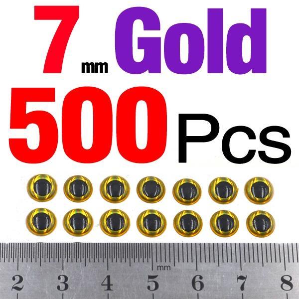 Mnft 500Pcs 3-9Mm Multiple Colour 3D Diy Fishing Eyes Fly Tying Jigs Holographic-Fish Eyes-Bargain Bait Box-7mm Gold 500pcs-Bargain Bait Box