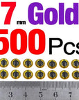 Mnft 500Pcs 3-9Mm Multiple Colour 3D Diy Fishing Eyes Fly Tying Jigs Holographic-Fish Eyes-Bargain Bait Box-7mm Gold 500pcs-Bargain Bait Box