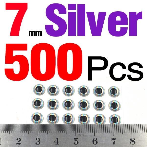 Mnft 500Pcs 3-9Mm Multiple Colour 3D Diy Fishing Eyes Fly Tying Jigs Holographic-Fish Eyes-Bargain Bait Box-7mm Silver 500pcs-Bargain Bait Box