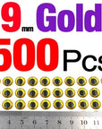Mnft 500Pcs 3-9Mm Multiple Colour 3D Diy Fishing Eyes Fly Tying Jigs Holographic-Fish Eyes-Bargain Bait Box-9mm Gold 500pcs-Bargain Bait Box