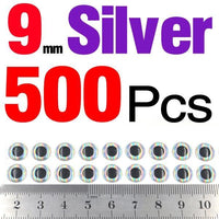 Mnft 500Pcs 3-9Mm Multiple Colour 3D Diy Fishing Eyes Fly Tying Jigs Holographic-Fish Eyes-Bargain Bait Box-9mm Silver 500pcs-Bargain Bait Box