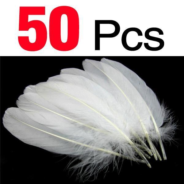 Mnft 50Pcs Pure White Color Goose Feather Plume For Fly Fishing Flies Fly-Fly Tying Materials-Bargain Bait Box-Bargain Bait Box