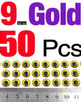 Mnft 50Pcs/Lot Fishing 3D Sticky Holographic Lure Eyes 7Mm/9Mm Diy Making Fly-Fish Eyes-Bargain Bait Box-9mm Gold 50Pcs-Bargain Bait Box