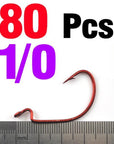 Mnft 80Pcs Sharp Bleeding Bait Wide Gap Crank Hook Soft Worm Hooks High Carbon-Wide Gap Hooks-Bargain Bait Box-80PCS 10-Bargain Bait Box