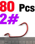 Mnft 80Pcs Sharp Bleeding Bait Wide Gap Crank Hook Soft Worm Hooks High Carbon-Wide Gap Hooks-Bargain Bait Box-80PCS 2-Bargain Bait Box