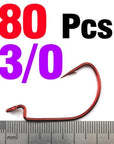 Mnft 80Pcs Sharp Bleeding Bait Wide Gap Crank Hook Soft Worm Hooks High Carbon-Wide Gap Hooks-Bargain Bait Box-80PCS 30-Bargain Bait Box