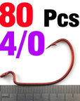 Mnft 80Pcs Sharp Bleeding Bait Wide Gap Crank Hook Soft Worm Hooks High Carbon-Wide Gap Hooks-Bargain Bait Box-80PCS 40-Bargain Bait Box