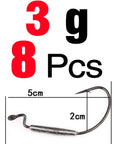 Mnft 8Pcs * Barbed Lead Crank Hook Weight 1.8G/2G/3G/6G Soft Bait Fishing Hooks-MNFT Fishing Tackle 12 Store-3g   8pcs-Bargain Bait Box