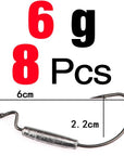 Mnft 8Pcs * Barbed Lead Crank Hook Weight 1.8G/2G/3G/6G Soft Bait Fishing Hooks-MNFT Fishing Tackle 12 Store-6g   8pcs-Bargain Bait Box