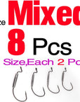 Mnft 8Pcs * Barbed Lead Crank Hook Weight 1.8G/2G/3G/6G Soft Bait Fishing Hooks-MNFT Fishing Tackle 12 Store-Mixed  8pcs-Bargain Bait Box