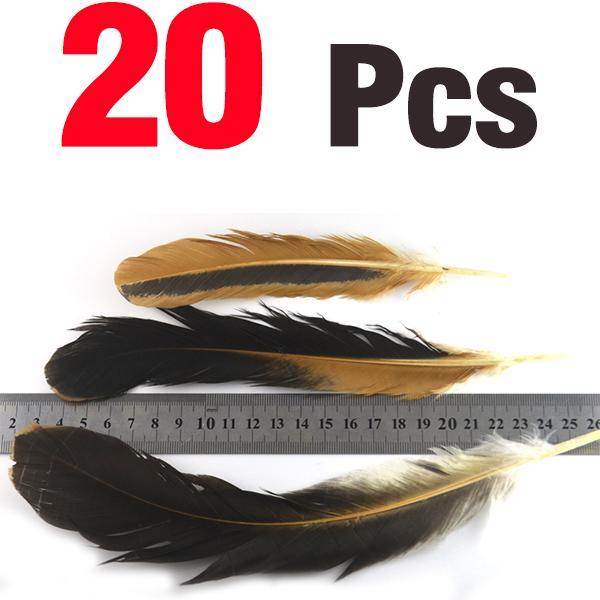 Mnft Bulk 20Pcs/Bag Black &amp; Brown Rooster Feathers Fly Tying Diy Material Length-Fly Tying Materials-Bargain Bait Box-Bargain Bait Box
