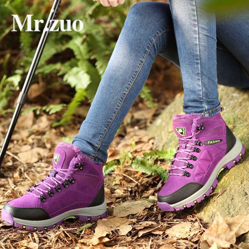 Mountain Hiking Shoes Women Warm Winter Sneakers Woman Climbing Shoes Sport-Mr.zuo Official Store-gray and pink-4-Bargain Bait Box