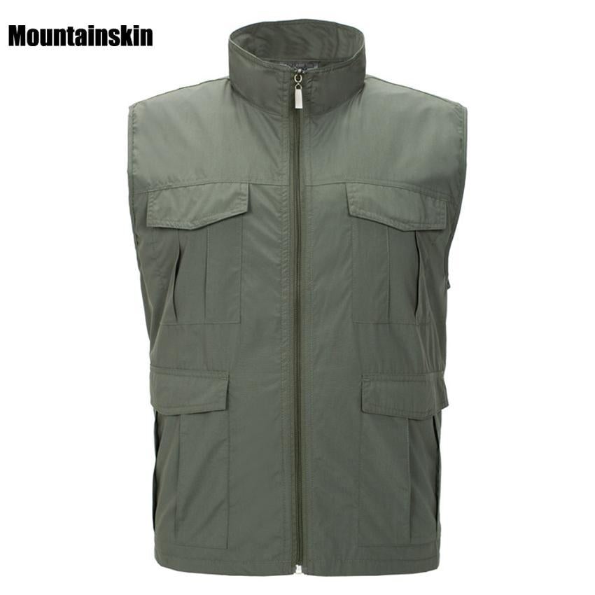 Mountainskin 4Xl Men&#39;S Spring Quick Dry Waterproof Vest Outdoor Sport Sleeveless-Mountainskin Outdoor-Army Green-M-Bargain Bait Box