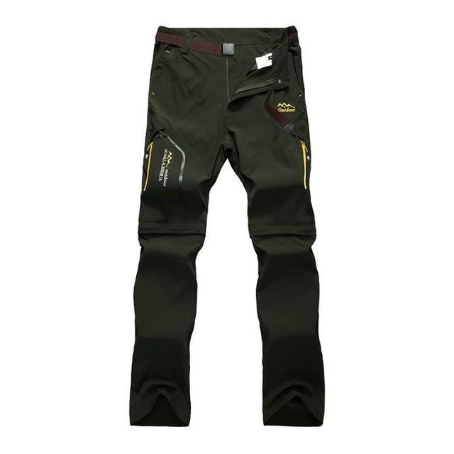 Mountainskin 6Xl Men&#39;S Summer Quick Dry Pants Outdoor Male Removable Shorts-fishing pants-Mountainskin Outdoor-Army Green-Asian Size S-Bargain Bait Box