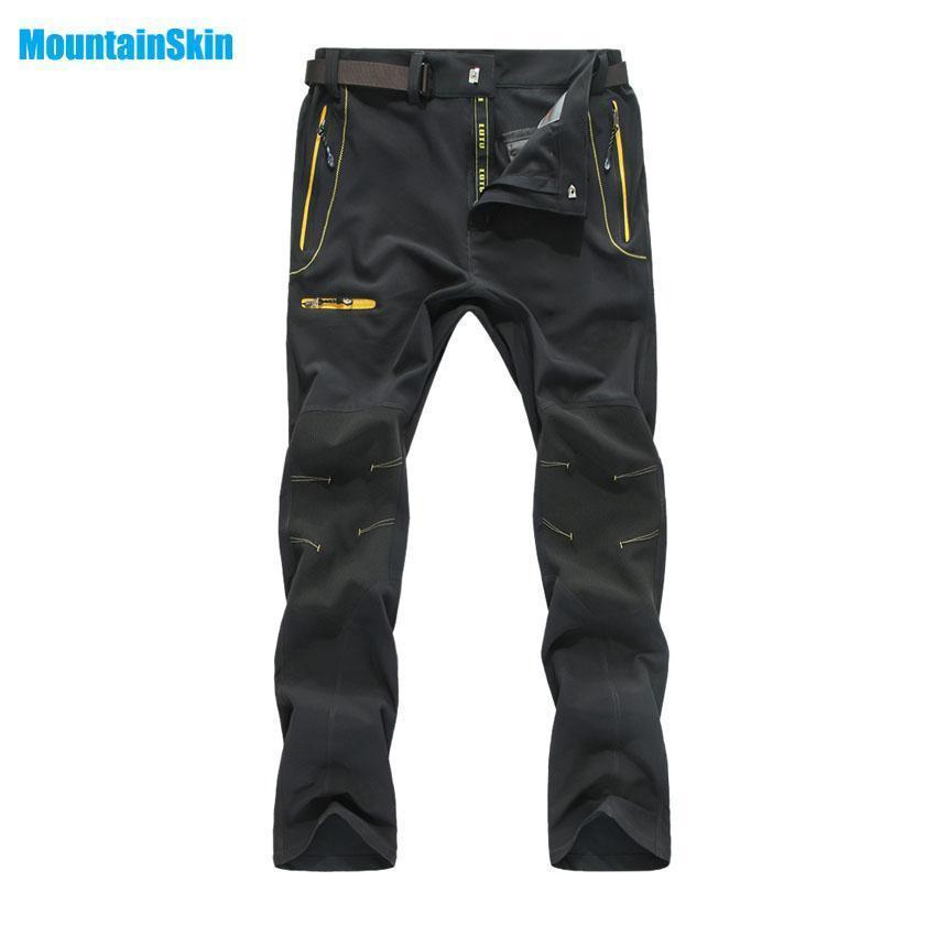 Mountainskin Men&#39;S Summer Quick Dry Softshell Pants Outdoor Sports-fishing pants-HO Outdoor Store-Black-Asian Size L-Bargain Bait Box