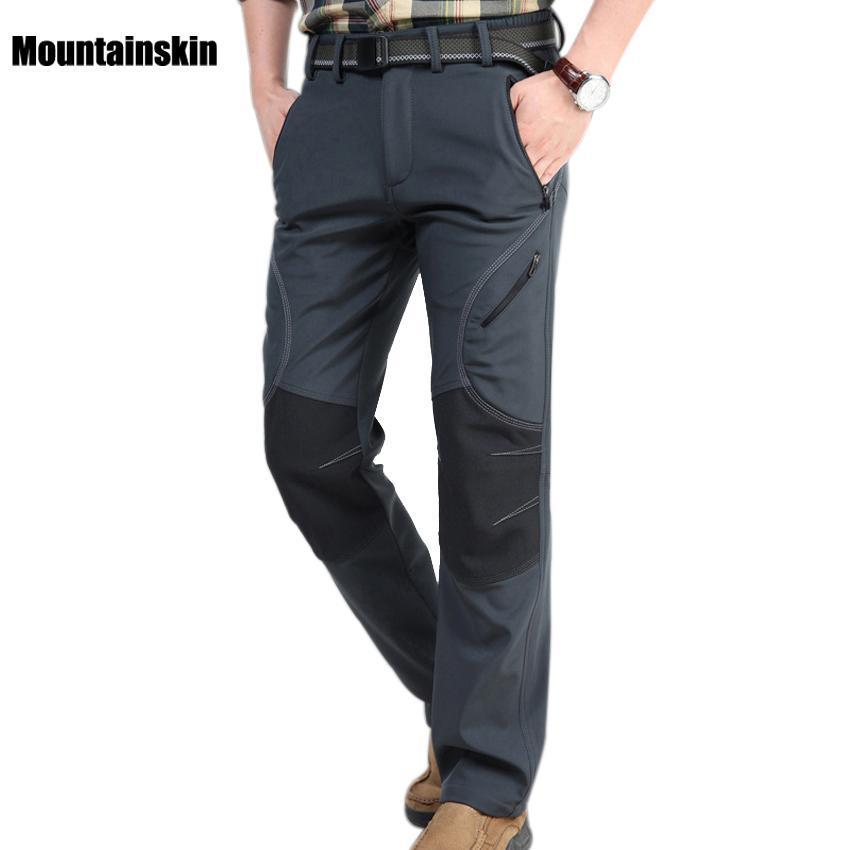 Mountainskin Men&#39;S Winter Softshell Fleece Pants Outdoor Sports-Mountainskin Outdoor-Black-Asian Size M-Bargain Bait Box