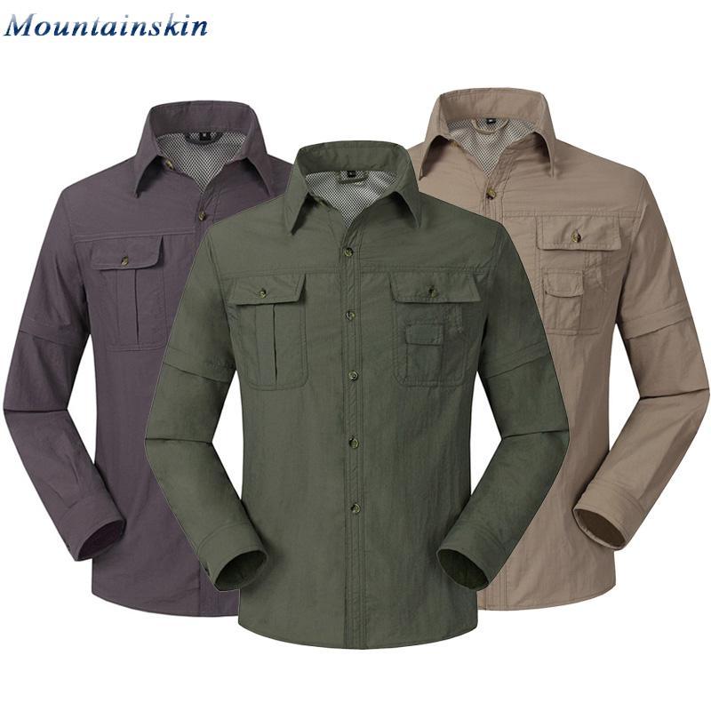 Mountainskin Quick Dry Outdoor Men&#39;S Summer Shirts Breathable Removable Sports-Mountainskin Outdoor-Khaki-S-Bargain Bait Box