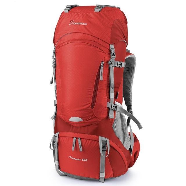 Mountaintop 65L Hiking Backpack Ripstop Nylon Material Ykk Zipper Outdoor-MOUNTAINTOP Packs Outdoor Flagship Store-Red Color-Bargain Bait Box