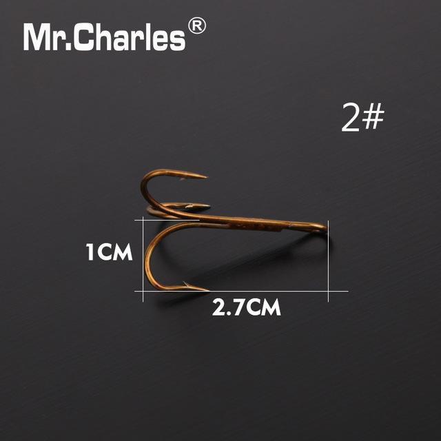 Mr.Charles 3551-Tawny Lures Treble Hook 1/0#/1#/2#/4#/6#Strength Enough For-Treble Hooks-Bargain Bait Box-3551 2 size cha-Bargain Bait Box