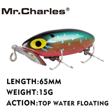 Mr.Charles Cmcs124 1 Pcs Fishing Lures ,65Mm/15G ,Top Water Floating Popper Hard-MrCharles-A-Bargain Bait Box