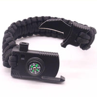 Multi Tactical Paracord Survival Braided Bracelet Outdoor Camping Compass Rescue-Younger - malls Store-Black-Bargain Bait Box
