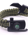 Multi Tactical Paracord Survival Braided Bracelet Outdoor Camping Compass Rescue-Younger - malls Store-Green-Bargain Bait Box