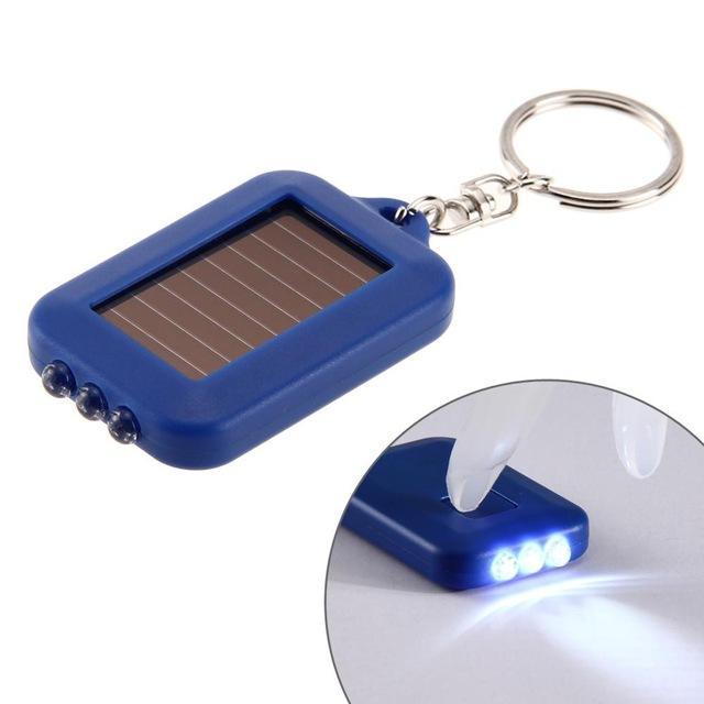 Multi Tool Solar Energy Light 3 Led Electric Torch With Key Chain Mini Led-Under the Stars123-Dark blue-Bargain Bait Box