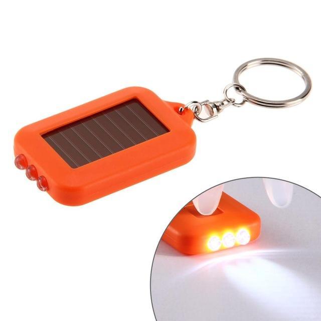 Multi Tool Solar Energy Light 3 Led Electric Torch With Key Chain Mini Led-Under the Stars123-Orange-Bargain Bait Box