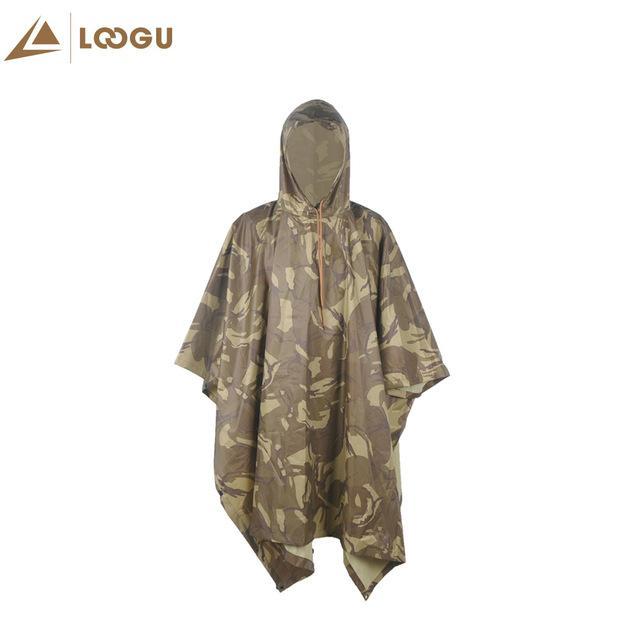 Multifunction Military Emergency Raincoat Poncho for Fishing Hiking Hunting Green
