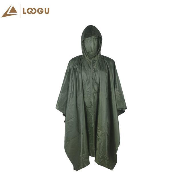 Multifunction Military Emergency Raincoat Poncho For Fishing Hiking Hunting-Loogu outdoor Co,.Ltd-Green-Bargain Bait Box
