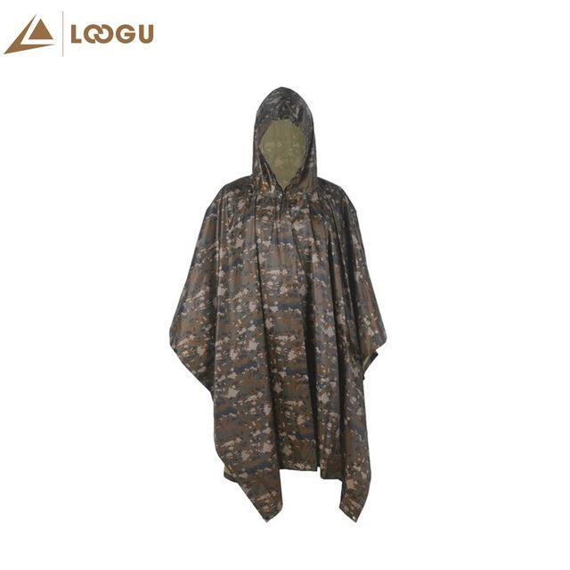 Multifunction Military Emergency Raincoat Poncho For Fishing Hiking Hunting-Loogu outdoor Co,.Ltd-woodland digital-Bargain Bait Box