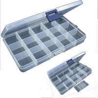 Muqgew Hot Sale 15 Slots Adjustable Plastic Fishing Lure Hook Tackle Box Storage-Trian's Store-Bargain Bait Box