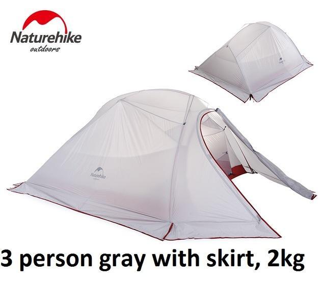 Naturehike 3 Person Lightweight Camping Tent Outdoor Hiking Backpacking-AliExpressOutdoor Store-gray tent with skirt-Bargain Bait Box