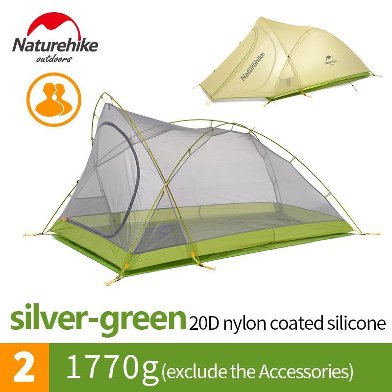 Naturehike Cirrus Ultralight Tent 2 Person 20D Nylon With Silicon Coated Camping-Naturehike Official Store-Green-Bargain Bait Box