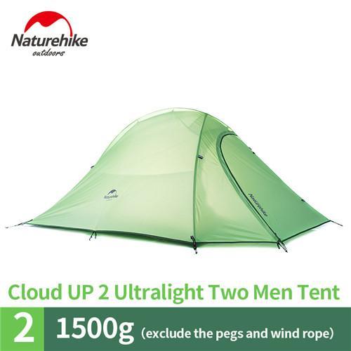 Naturehike Cloudup Series Ultralight Hiking Tent 20D Fabric For 2 Person With-Naturehike Official Store-210T Light Green-Bargain Bait Box