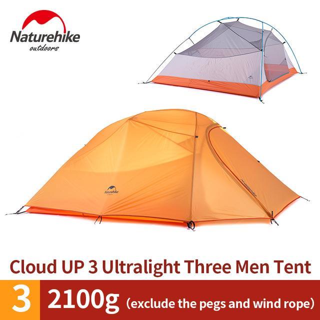 Naturehike Outdoor Tent 3 Person 210T/ 20D Silicone Fabric Double-Layer-Naturehike Speciality Store-UP3 orange polyester-Bargain Bait Box