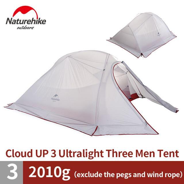 Naturehike Outdoor Tent 3 Person 210T/ 20D Silicone Fabric Double-Layer-Naturehike Speciality Store-UP3 white silicone B-Bargain Bait Box