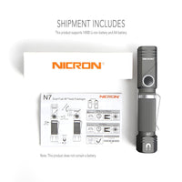 Nicron Led Flashlight Handfree Dual Fuel 90 Degree Twist Rotary Clip 600Lm-LED Flashlights-NICRON Official Store-White-Gray-Bargain Bait Box