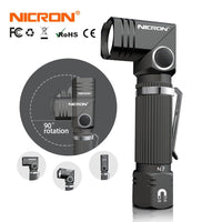 Nicron Led Flashlight Handfree Dual Fuel 90 Degree Twist Rotary Clip 600Lm-LED Flashlights-NICRON Official Store-White-Gray-Bargain Bait Box